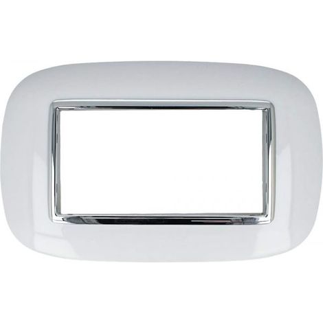Placca Oval 504 4M Moduli Bianco Compatibile con Bticino Axolute (1/5)