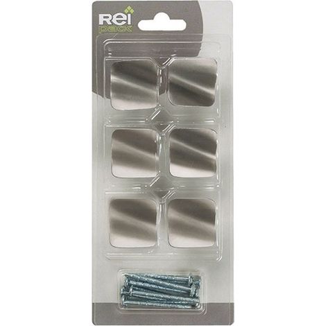 Boîte De 6 Boutons Carrés Boutons Carrés Métal Nickel Mat Brossé - Reunion Industrial