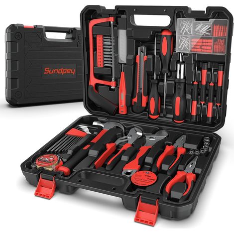 Boîte à Outils Complète 148 Pièces - Kit D'outils Complet - Malette à Outils Idéal pour Maintenance Quotidienne à la Maison ou au Garage, Rouge (1/5)
