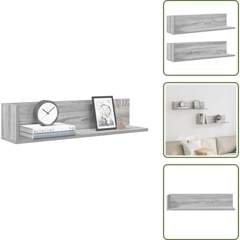 vidaXL Étagères murales 2 pcs sonoma gris 75x16,5x16,5 cm (1/5)
