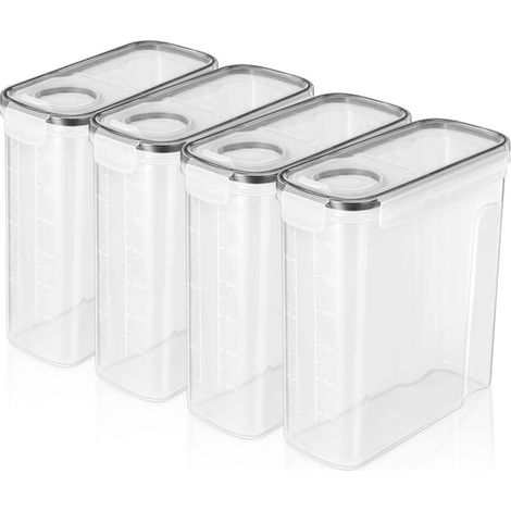 Bocal de stockage de céréales 4L étanche à l'humidité et aux insectes, boîte de conservation pour riz, en plastique PP transparent et hermétique.