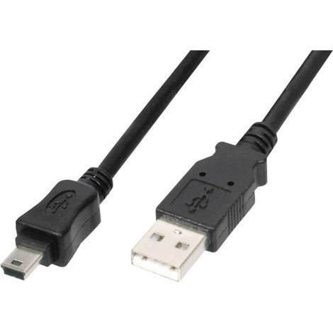 Digitus Câble USB USB 2.0 USB-A mâle, USB-Mini-B mâle 1.80 m noir avec fonction OTG AK-300108-018-S (1/3)