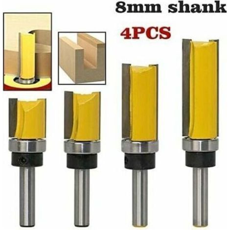 4PCS Copy Router Bit Set, 8mm Shank Wood Router Bit with 38mm Blade, High Quality Alloy Steel for Hand Woodworking in Solid Wood/Particle Board/MDF, Yellow (1/5)