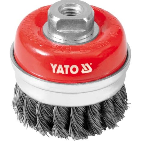 Cepillo frontal de 60 mm M14 con alambre trenzado de acero inoxidable para amoladora Yato