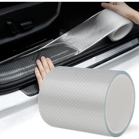 Protection de seuil de portière de Voiture en Fibre de Carbone 5D Film de Protection Autocollant pour portière de Voiture/Pare-Chocs Avant et arrière/Protection de seuil (10cmx 10m, Transparent) (1/5)