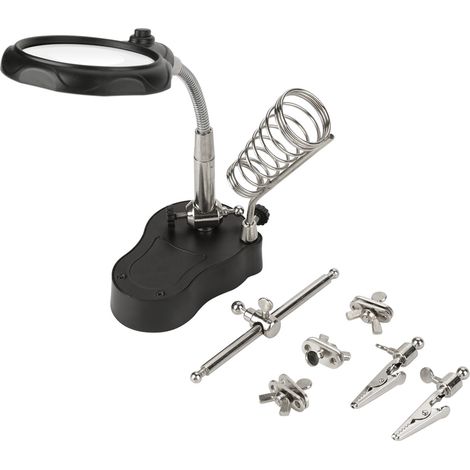 Pince auxiliaire de main d'aide, loupe de lentille de fer à souder, support de lumière LED (1/5)
