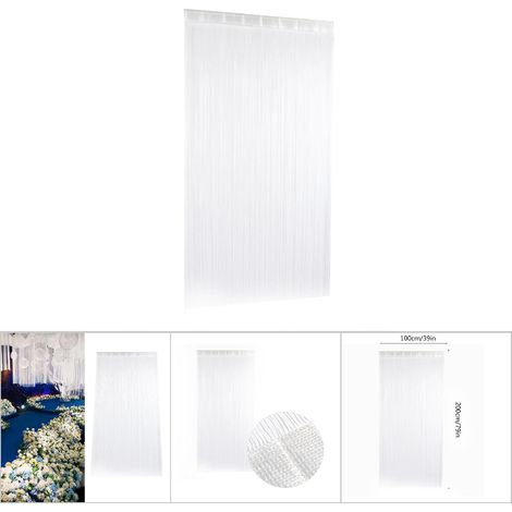Rideau Tassel avec Chaîne Rideau Fenêtre Rideau Café Rideau Maison Polyester (Blanc 1 x 2m) (1/5)