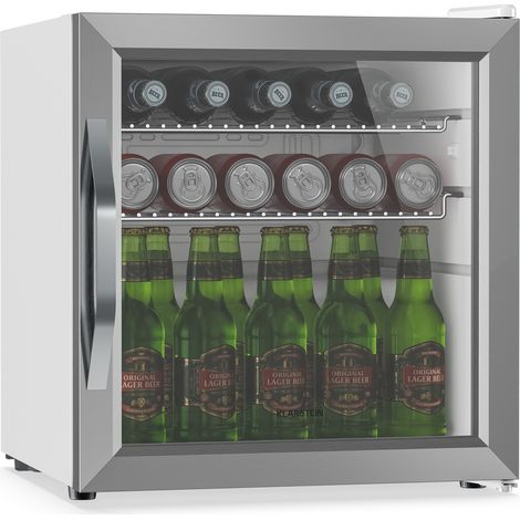Klarstein Réfrigérateur Pour Boissons 47L - Porte Vitrée Double, LED, 0-13°C, 2 Étagères Amovibles, Mini Frigo Boisson, Température Réglable, Design Compact