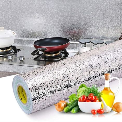 40 cm x 5 m Aluminium-Küchenklebefolie, wasserdicht, ölbeständig, Orangenhaut-Effekt, Küchenrückwand-Abdeckung (30 Rollen) (1/4)