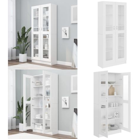 Vitrinenschrank Weiß 82,5x30,5x185,5 cm Holzwerkstoff - Bücherregal - Vitrinenschrank - Regal - Holzschrank - Weißes Regal - Home & Living (1/5)