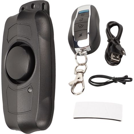 Alarme vélo sans fil étanche IP55, antivol, 113 dB, rechargeable, avec télécommande, noire. (1/5)