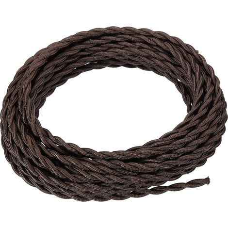 30 Ft Torsadé Tissu Couvert Wire, Noire 18AWG 2-Conducteur Vintage Lampe Cable pour Pendentif Ampoule Industriel DIY Projet, Sombre Marron (1/5)