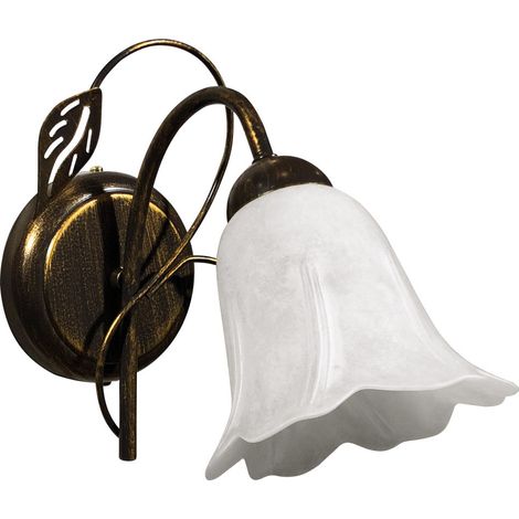 Applique Teresa 1 luce E14 marrone/oro con vetro spugnato bianco (1/2)