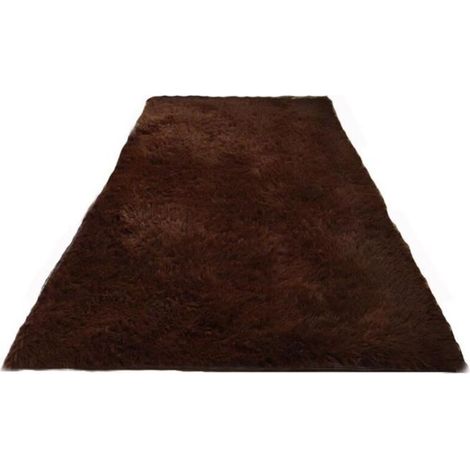 Tapis Salon Shaggy - Marron - Rectangulaire - Synthétique - 100160 cm (1/4)