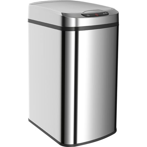 HOMCOM Bidone Immondizia da 12L a Infrarossi in Acciaio Inox 28x22x41 cm Argento