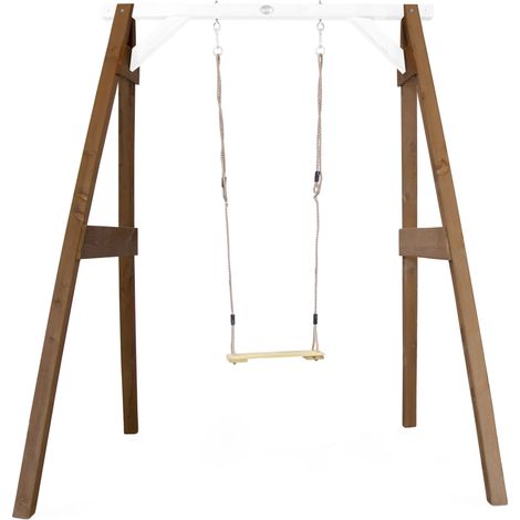 Axi Portique En Bois Fsc Marron / Blanc Avec Balançoire Enfant Balançoire Pour L’Extérieur / Le Jardin