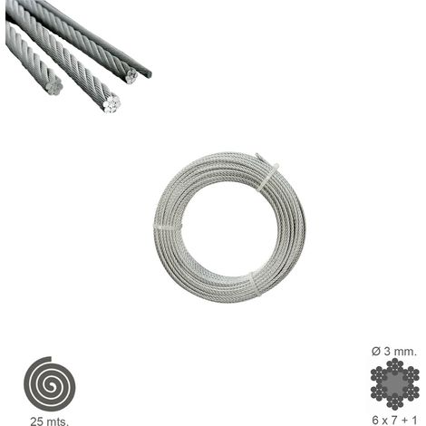 Cavo zincato da 3 mm (rotolo da 25 metri) senza sollevamento (1/5)
