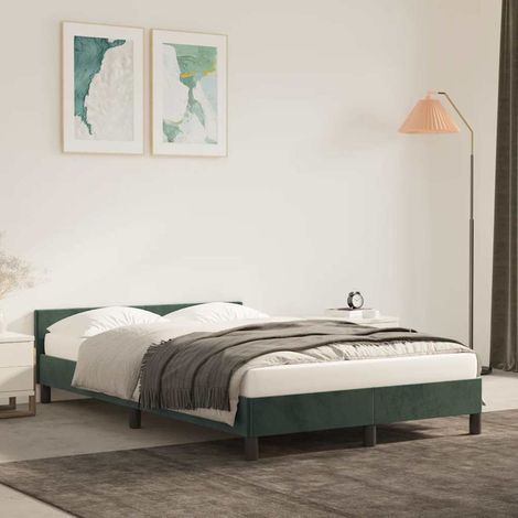 Estructura cama sin colchón terciopelo verde oscuro 120x200 cm vidaXL (1/5)