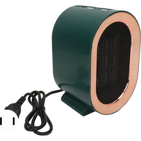 Radiateur électrique céramique PTC 1200W silencieux, protection surchauffe, arrêt automatique, vitesse réglable, ventilateur de bureau pour hiver, vert, prise US 110V (1/5)