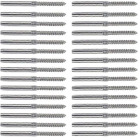 30 Stück linke und rechte Ösen-Holzschrauben für 1/8-Zoll-Kabel, Befestigungsmaterial, 30er-Packung (1/5)