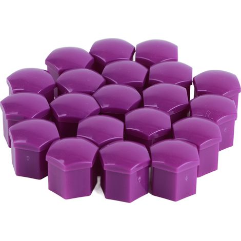 Lot de 20 cache-écrous de roue de voiture, anti-poussière, décoratifs, à clipser, en plastique ABS violet, 19 mm / 0,75 po