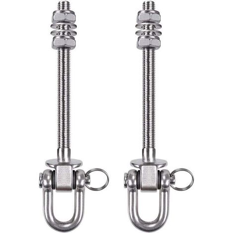 supports de balançoire robustes en acier inoxydable – capacité de charge de 300 kg – 21 cm x M10 – crochets de balançoire en bois et acier – pour hamacs de yoga, hamacs, sacs de frappe, vérandas