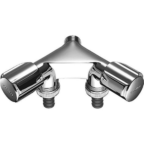 Vanne double NA COMFORT RV, deux raccords pour tuyaux, 1/2 pouce, chromé (1/2)