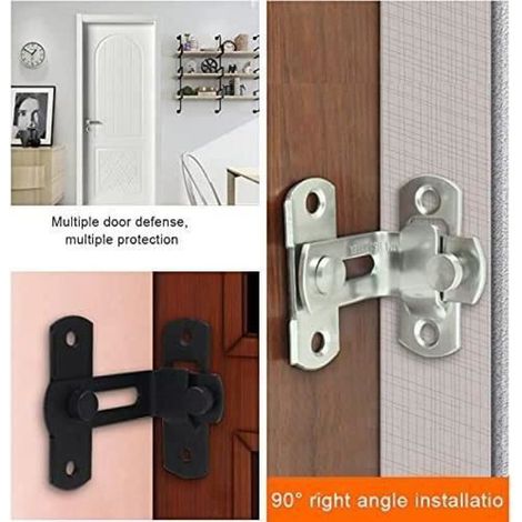 Loquet de porte coulissante à 90 degrés en acier inoxydable - Verrou de sécurité pour porte coulissante de grange - Angle droit - In (1/4)