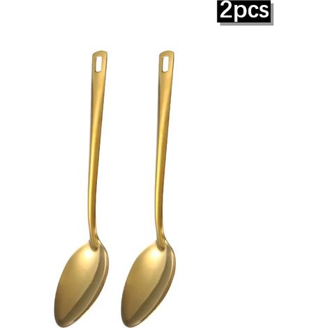 (Ensemble de 2 louches à soupe) Ensemble d'ustensiles de cuisine en acier inoxydable, louches à soupe dorées, cuillères à égoutter, louches pour fondue (1/5)