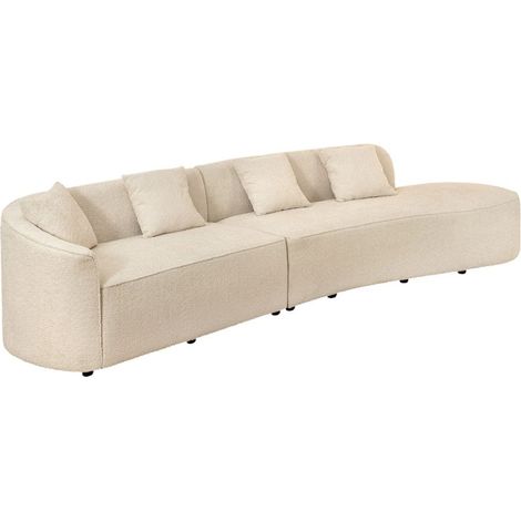 Divano dritto SOREN beige 5 posti – Divano design in tessuto bouclé con forma arrotondata