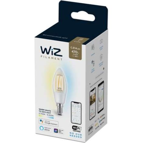 lampadina filamento chiaro smart philips smart led c35, 470 lm (1/5)
