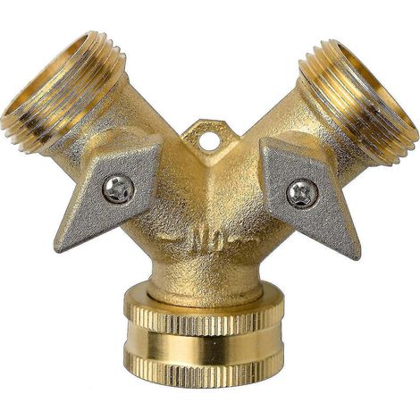 Robinet en laiton à 2 voies, vanne en Y, répartiteur de tuyau, connecteur de robinet de jardin, collecteur, raccords de tuyau en laiton 3/4" pour lave-linge, lave-vaisselle, jardin extérieur
