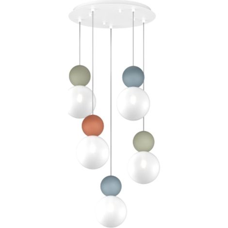 Lampadario moderno top light cottage 1228 s5 t g9 led vetro metallo, colore multicolor