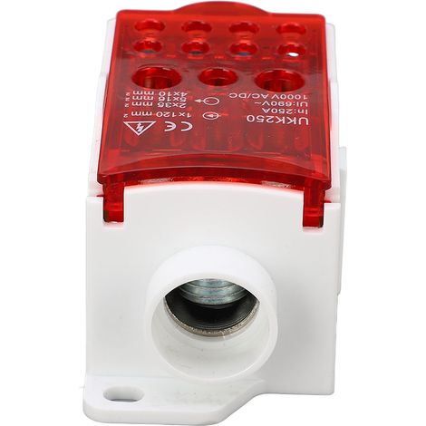 UKK250 C45 Borne de jonction unipolaire sur rail DIN, répartiteur modulaire, 250A 690V, couleur rouge. (1/5)