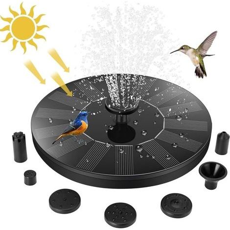 Fontaine Solaire Exterieure de Jardin, Pompe avec 7 Buses Abreuvoir Oiseaux Exterieur, Bains d'oiseaux, Etangs,Patio,Décoration de Jardin (1/4)