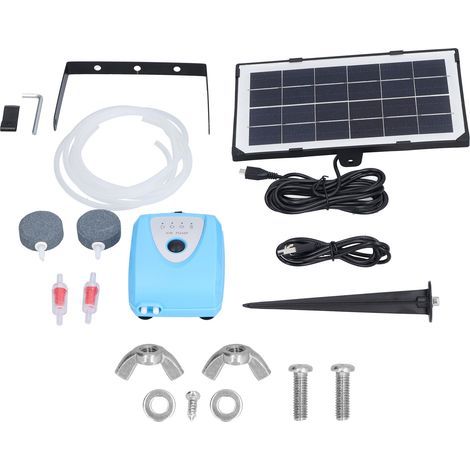Oxygénateur à énergie solaire eau oxygène pompe à air à faible bruit aérateur d'étang AP008 3.5W 3.0-4.25V (1/5)