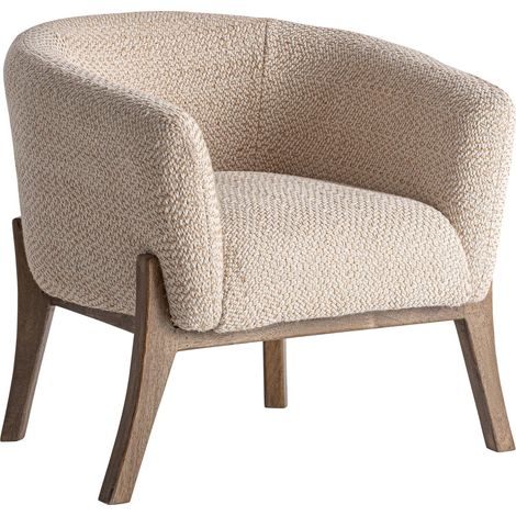 Fauteuil contemporain en jute blanc cassé finition naturelle - Blanc cassé naturel et bois clair (1/5)