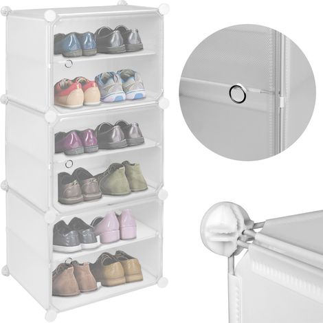 Armario modular Pola con zapatero blanco