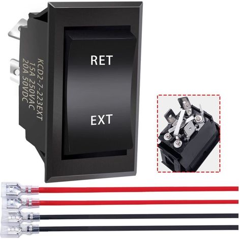 Commutateur inverseur de polarité 12V – 3 positions momentané – DPDT 4 broches – Courant 20A pour contrôle moteur DC - KCD2-7-223-4P-X (1/5)