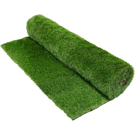 ECD Germany Kunstrasen-Rolle 100x1000 cm 10m² Grün, Rasenteppich Outdoor wetterfest, 35mm, Grasmatte Meterware, Kunstgras wasserdurchlässig & UV-beständig, Kunstrasenteppich für Balkon Terrasse Garten