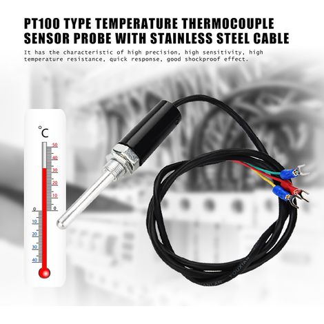 Sonde de température à thermocouple de type PT100 avec câble en acier inoxydable (50 mm) (1/5)