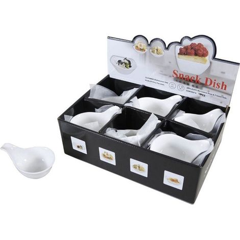 TrAdE Shop Traesio - Set 18 Pezzi Piatto Per Antipasti In Porcellana 12x8x6cm Aperitivo Snack 151698 -