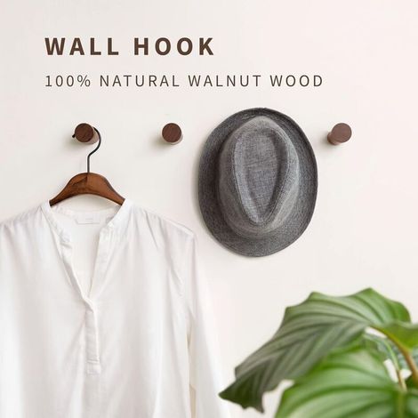 Wandhaken aus Naturholz – 4er-Set – Modernes und minimalistisches Design – Schwarzes Walnussholz, handgefertigt