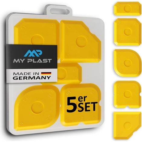 Lisseur De Joints - Set 5 Pièces - Plastique Résistant - Pour Silicone Et Acrylique - Rénovation Salle De Bain - Jaune (1/5)