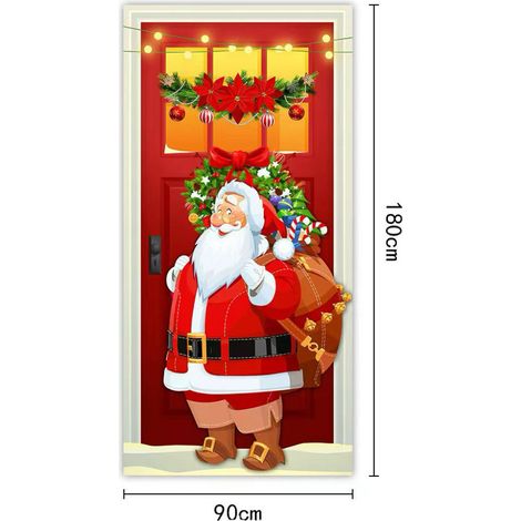 Décoration de porte Noël/Polyester 90x180cm Élastique Mot Festif (1/2)