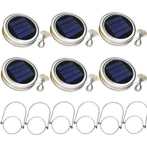 Solaire Mason Jar couvercle clair avec 2 m de lumières poignée 20 LED Lampe jardin Lanterne suspendue lumière chaude 6PCS cordes d'éclairage (1/5)