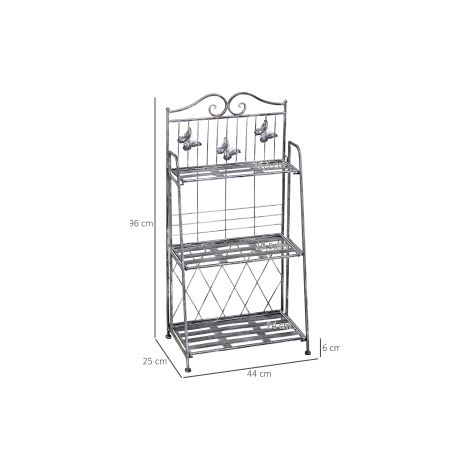 Étagère à plantes en métal, porte-fleurs à 3 niveaux, étagère à fleurs pour jardin, gris argenté 44x25x96cm, décoratif & gain de place (1/5)