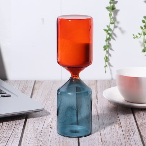Sablier de table en verre, forme unique et innovante, idéal pour la maison ou comme cadeau d'anniversaire. (1/5)