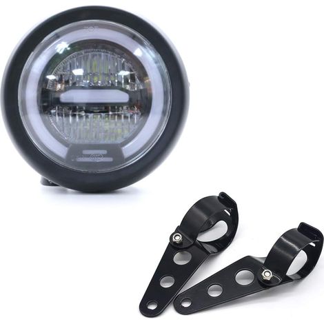 Phare de Moto LED, Distance de Phare Universel de 6,5 pouces avec Support pour Moto Cafe Racer - Lumière Jaune (Lumière blanche) (1/5)