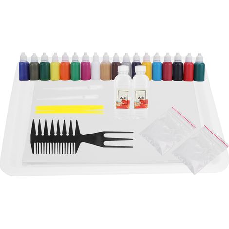 Jeu de 18 couleurs de pigments à marbrer sur l'eau, 20 ml, pour l'art Ebru sur papier, format A4. (1/5)